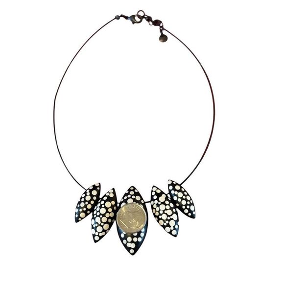 Culture Mix Chic Black and White Statement Necklace. - Picture 4 of 7